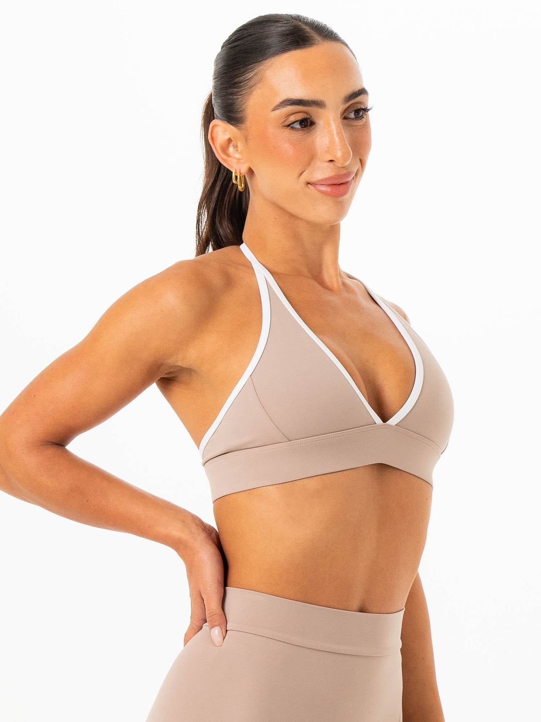 NKD Contrast Halter Bra - Almond Clothing Ryderwear 