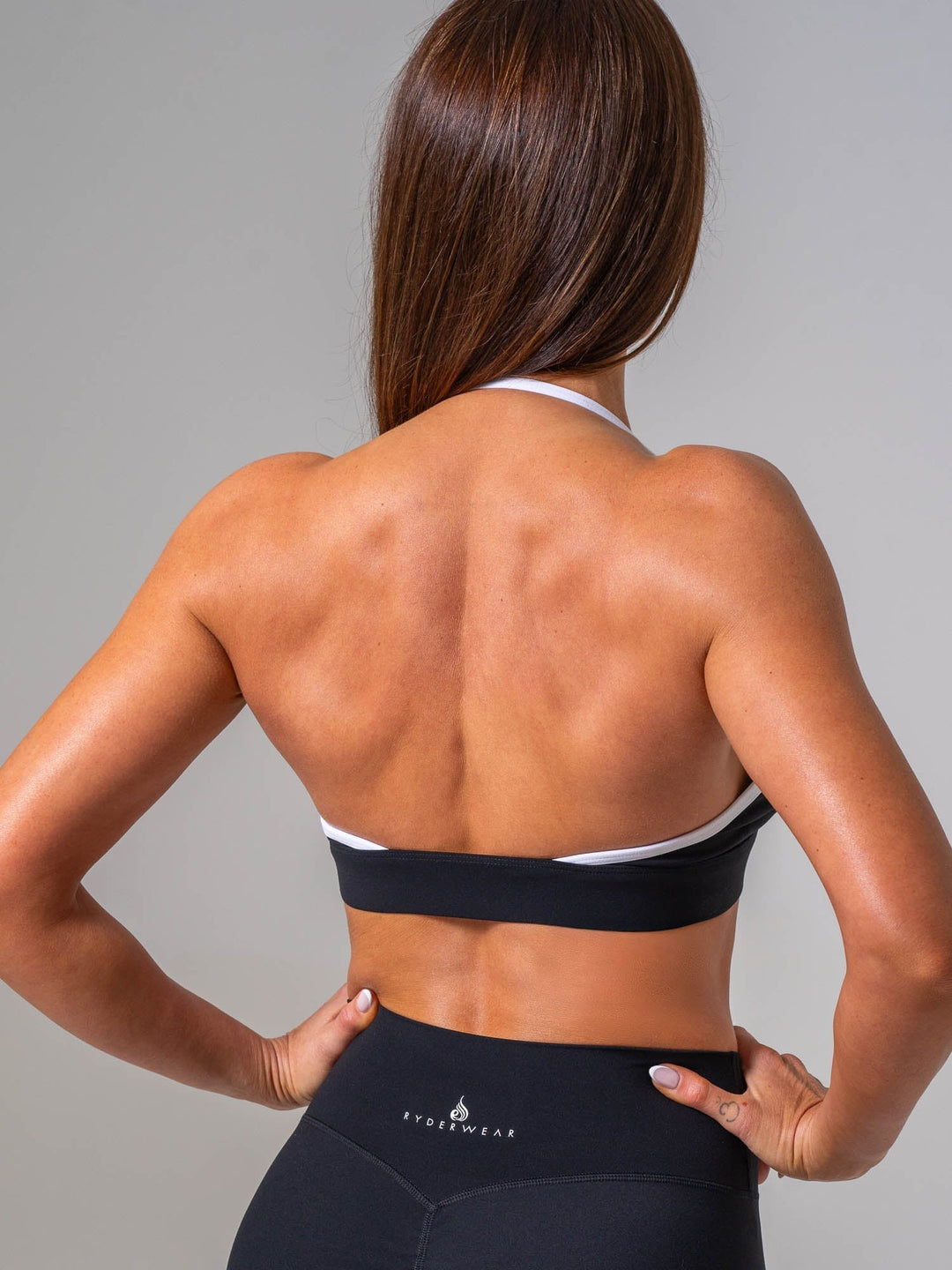 NKD Contrast Halter Bra - Black/white Clothing Ryderwear 