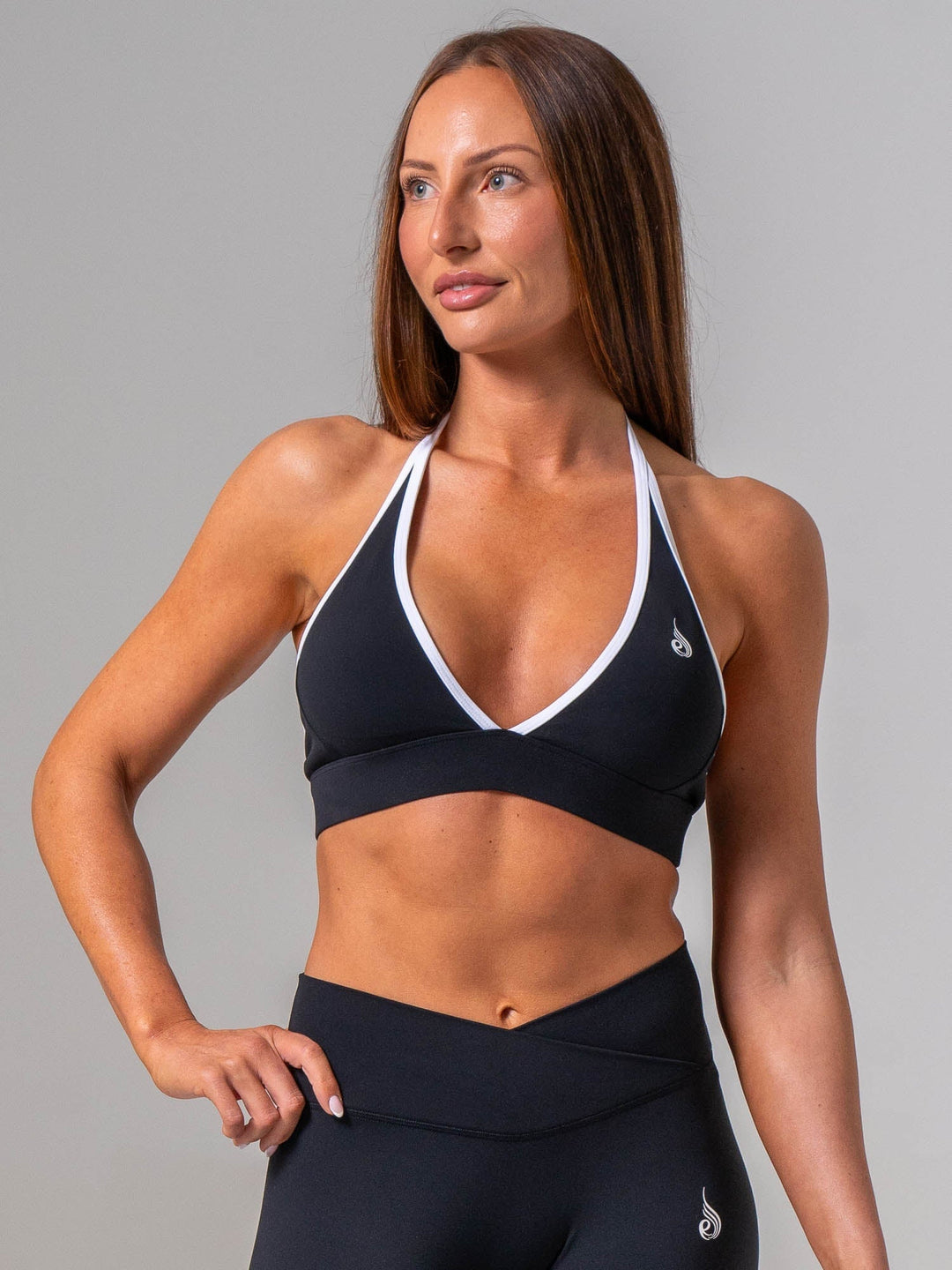 NKD Contrast Halter Bra - Black/white Clothing Ryderwear 
