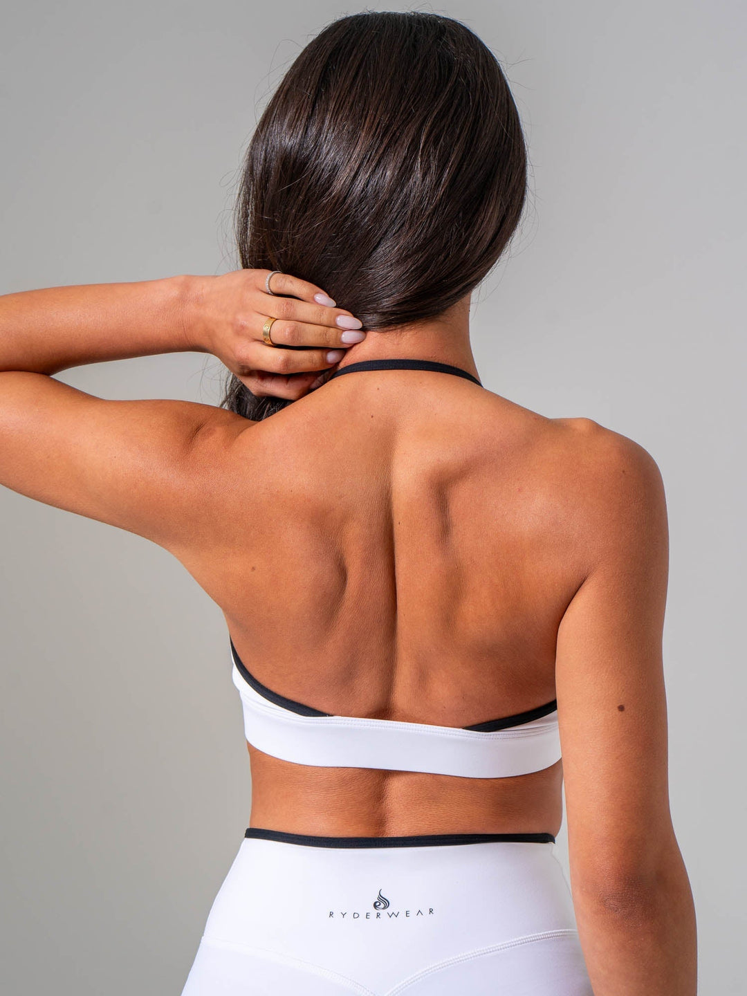NKD Contrast Halter Bra - White/black Clothing Ryderwear 