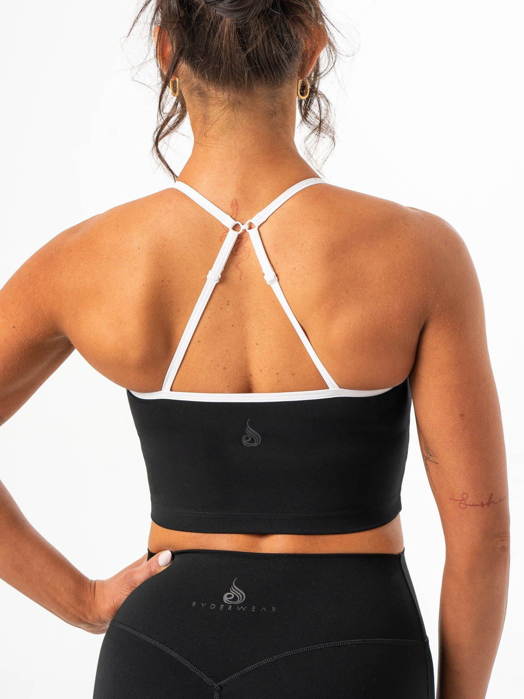 NKD Contrast Shelf Bra Tank - Black Clothing Ryderwear 