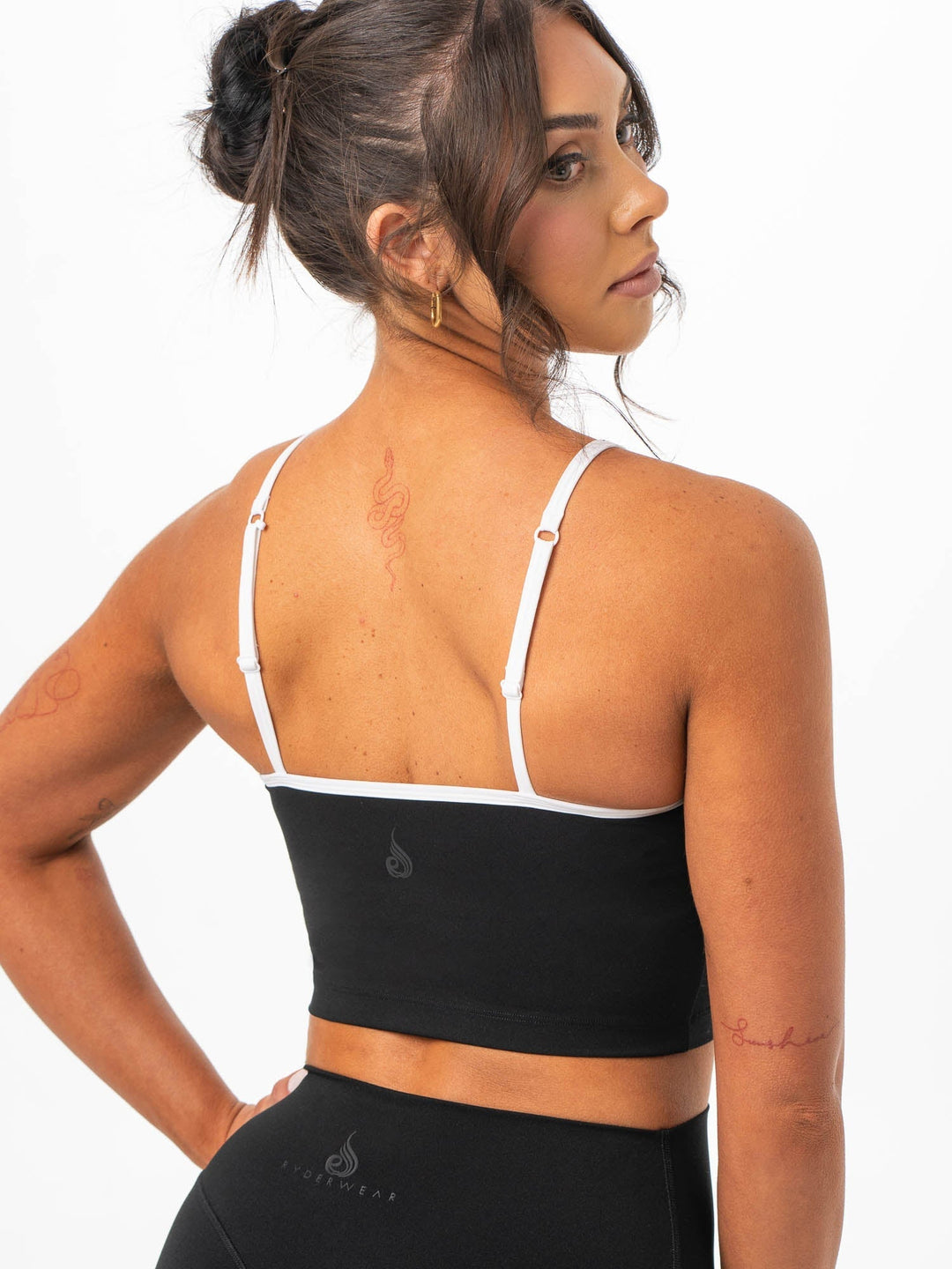 NKD Contrast Shelf Bra Tank - Black Clothing Ryderwear 