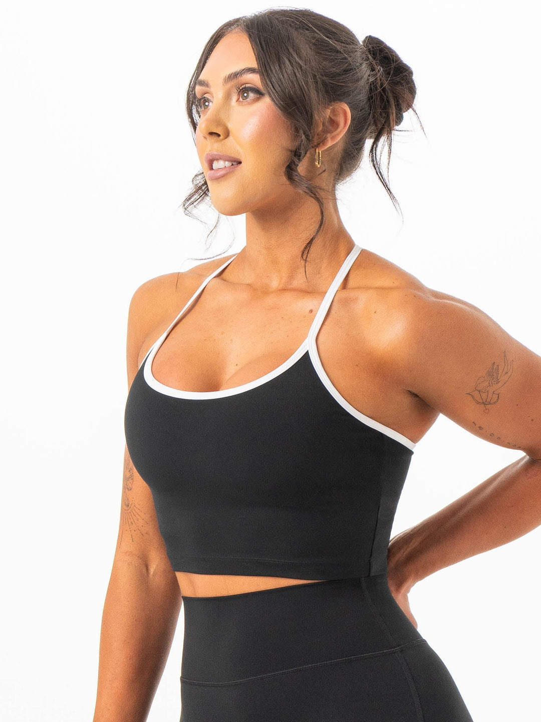 NKD Contrast Shelf Bra Tank - Black Clothing Ryderwear 