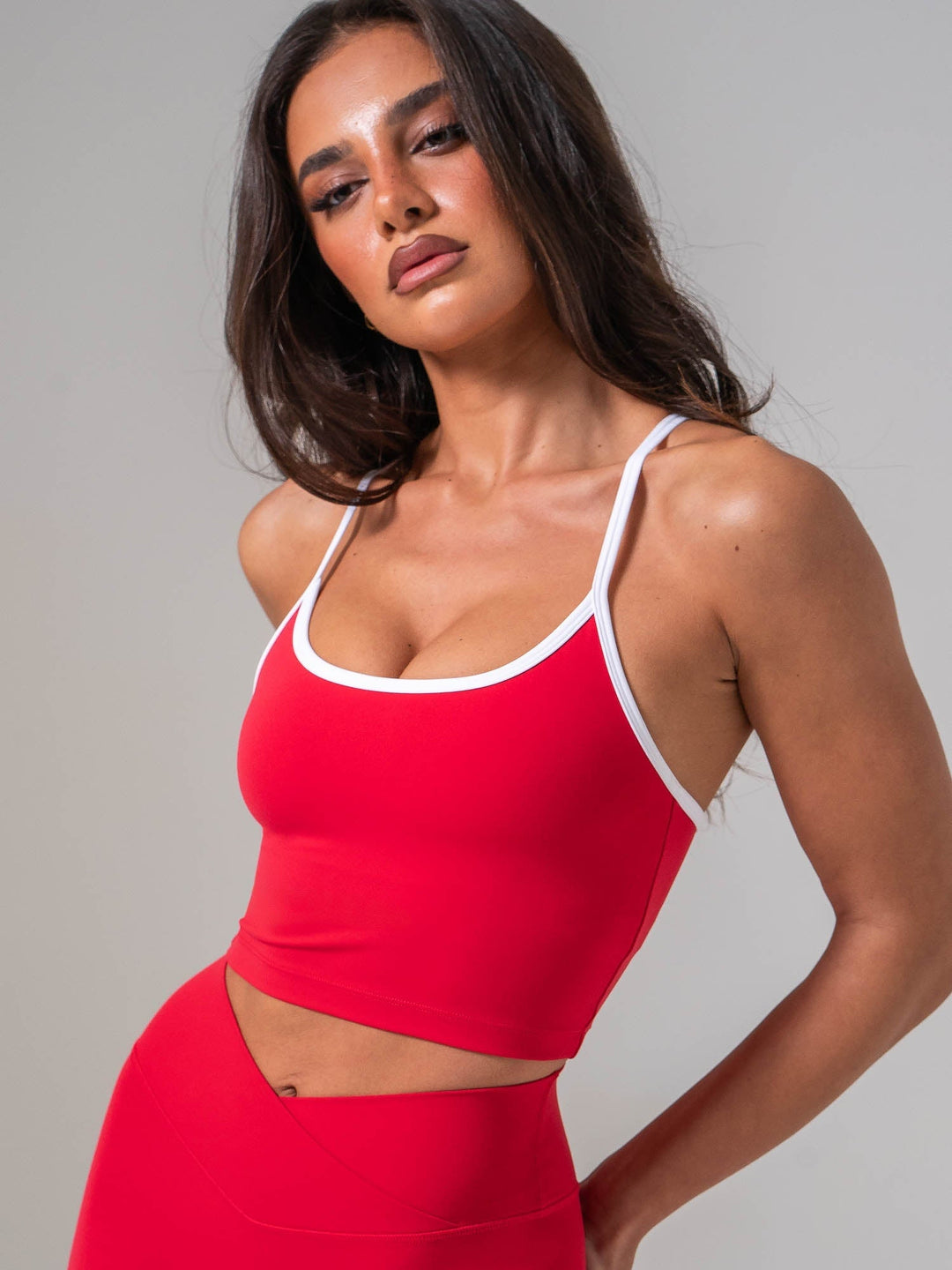NKD Contrast Shelf Bra Tank - Cherry Clothing Ryderwear 