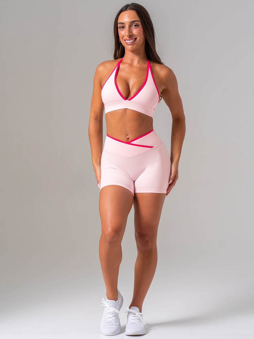 NKD Cross Over Contrast Invisible Scrunch Shorts - Pink On Pink Clothing Ryderwear 