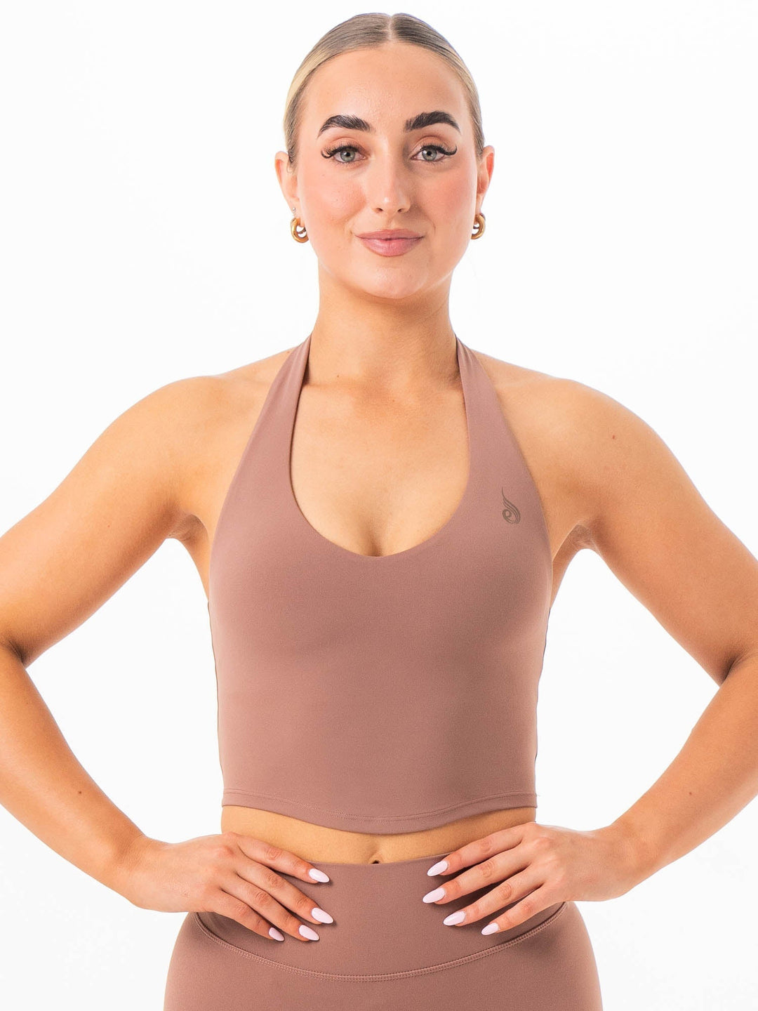 NKD Halter Shelf Tank - Mocha Clothing Ryderwear 