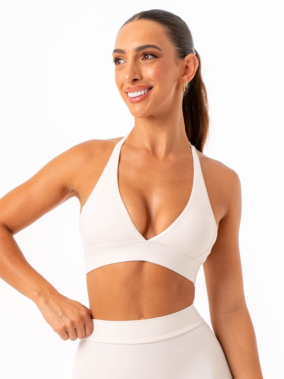 NKD Halter Sports Bra - Off White Clothing Ryderwear 