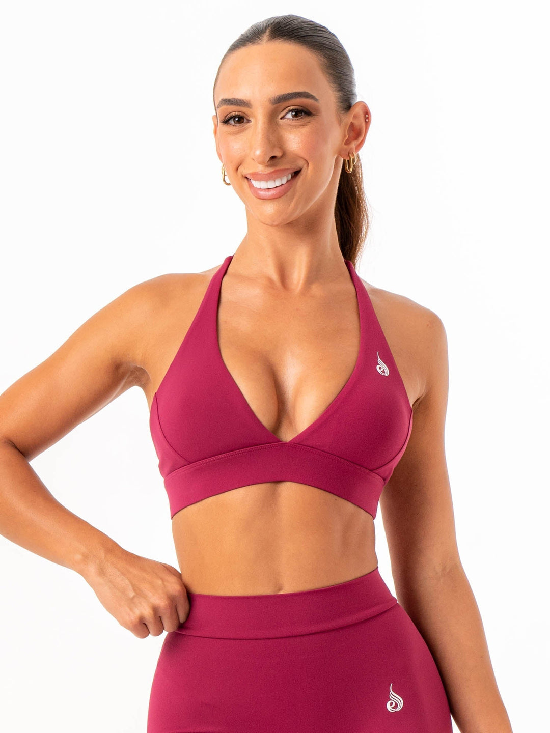 NKD Halter Sports Bra - Wine Clothing Ryderwear 
