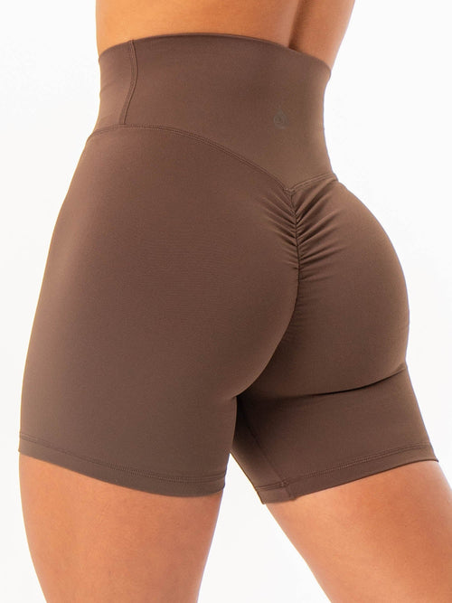 NKD High Waisted Scrunch Shorts Chocolate