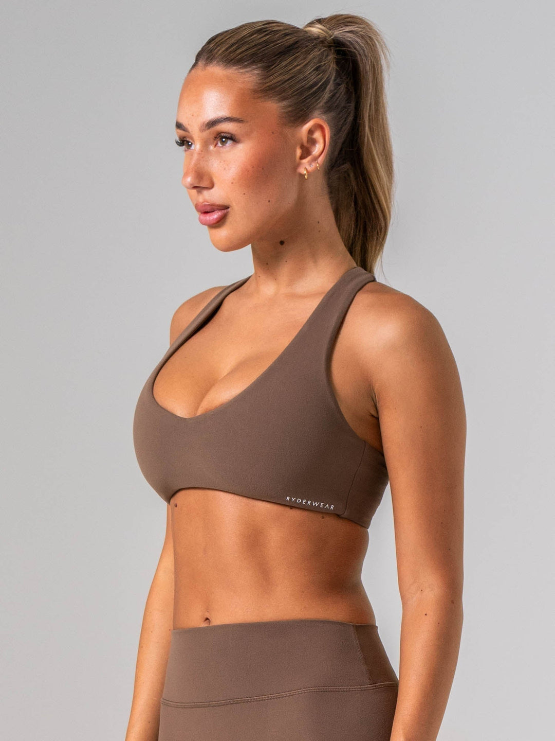 NKD Luxe V Neck Bra - Chocolate Clothing Ryderwear 