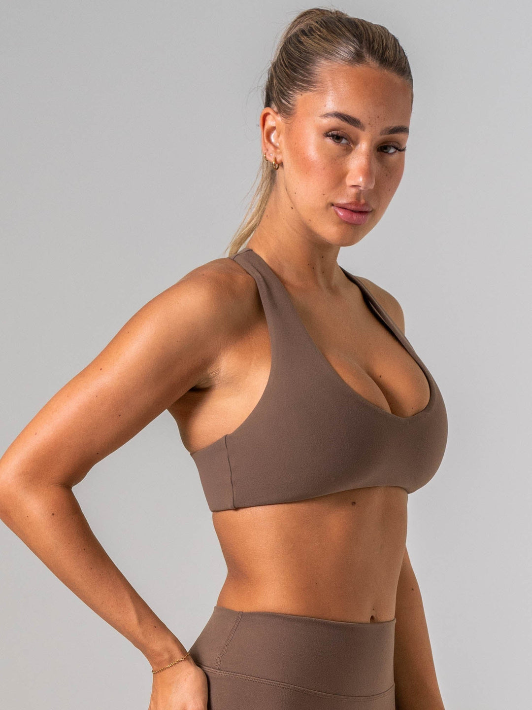 NKD Luxe V Neck Bra - Chocolate Clothing Ryderwear 