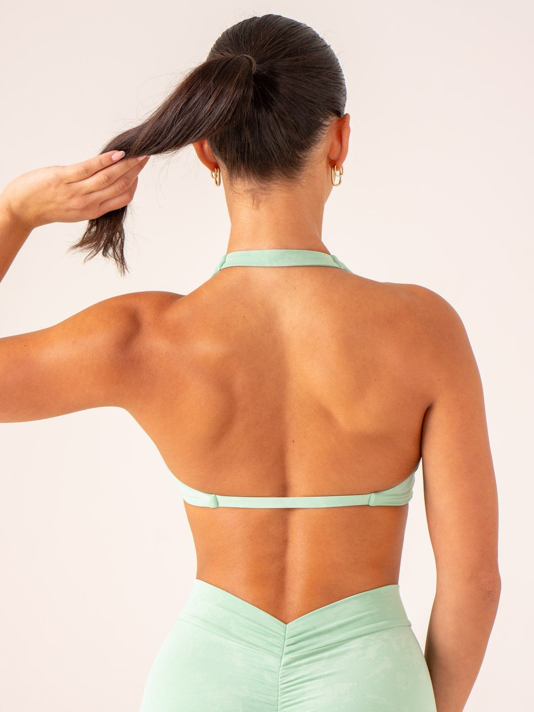 NKD Stonewash Halter Sports Bra - Mint Stonewash Clothing Ryderwear 