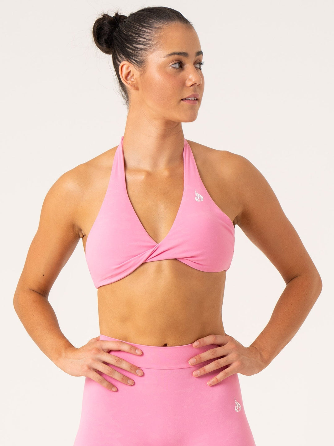 NKD Stonewash Halter Sports Bra - Pink Stonewash Clothing Ryderwear 