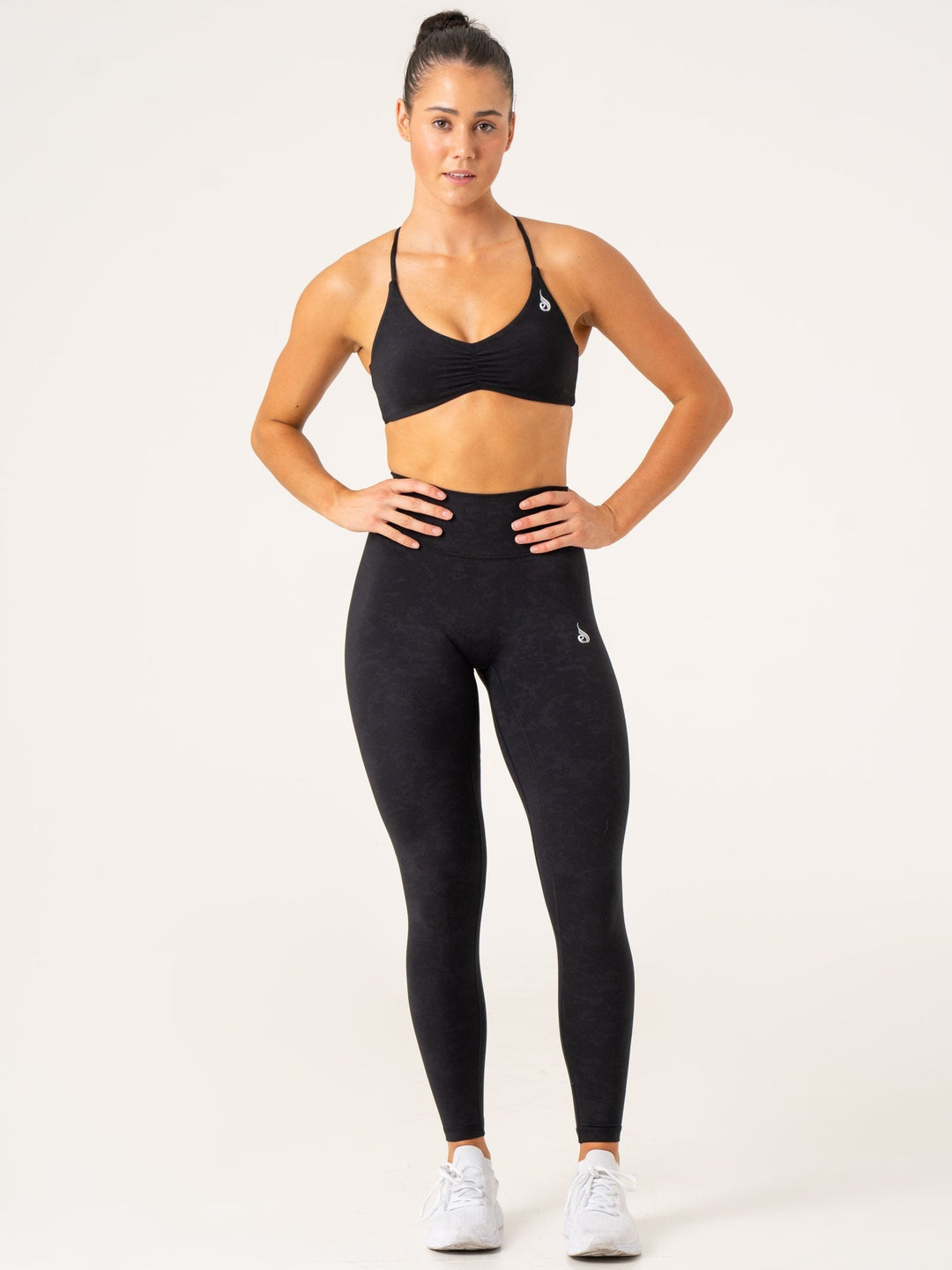 NKD Stonewash High Waisted Leggings - Black Stonewash Clothing Ryderwear 