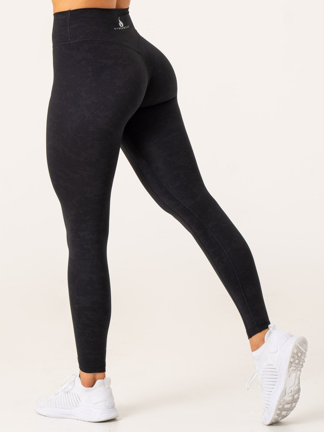 NKD Stonewash High Waisted Leggings - Black Stonewash Clothing Ryderwear 