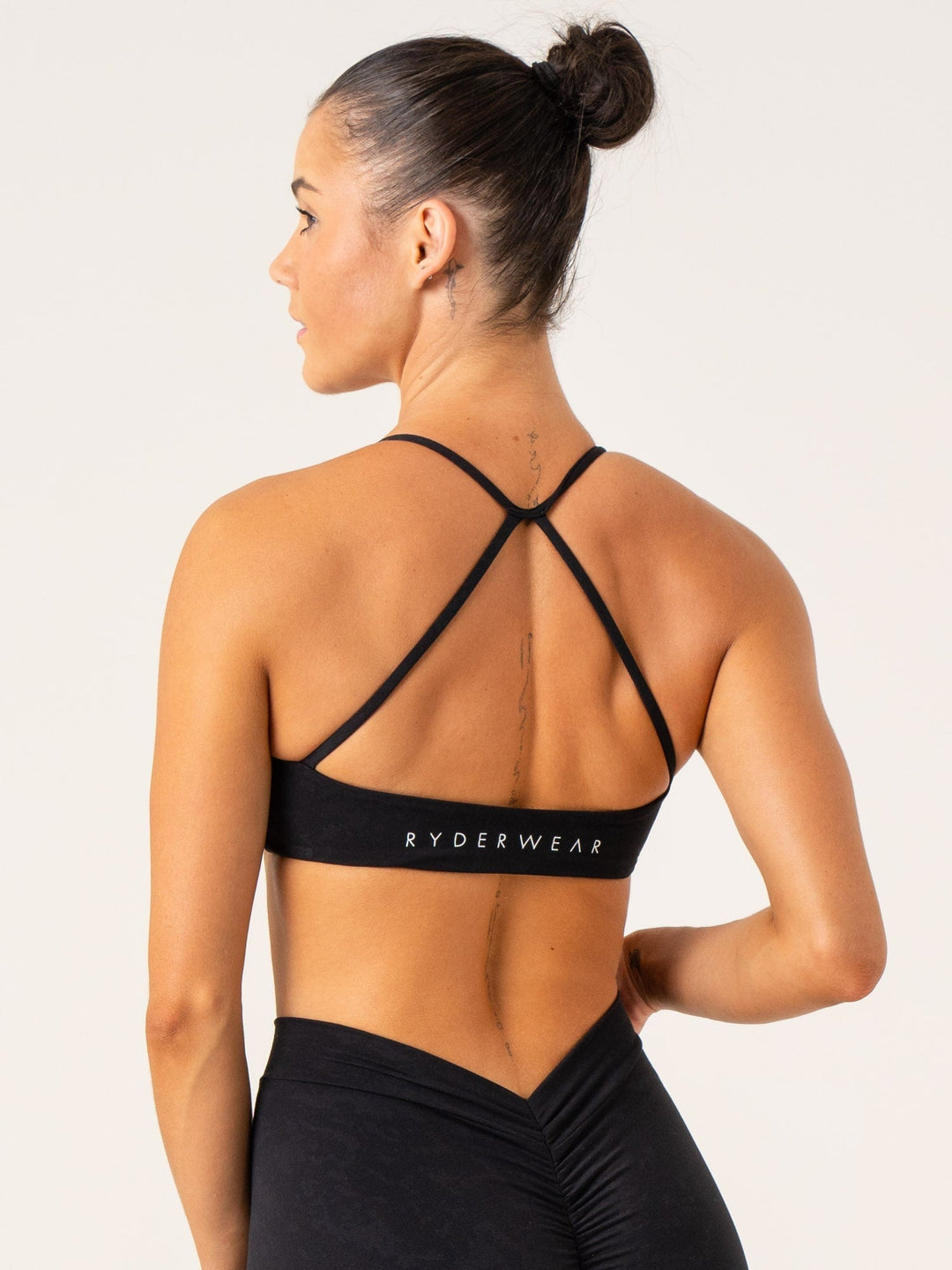NKD Stonewash Sports Bra - Black Stonewash Clothing Ryderwear 