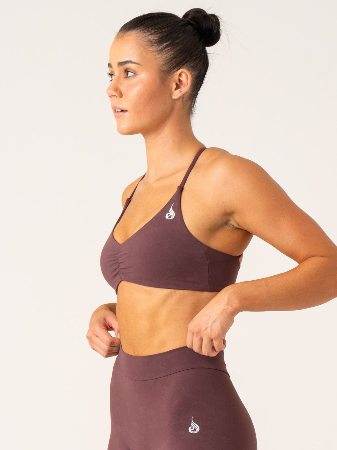 NKD Stonewash Sports Bra - Chocolate Stonewash Clothing Ryderwear 