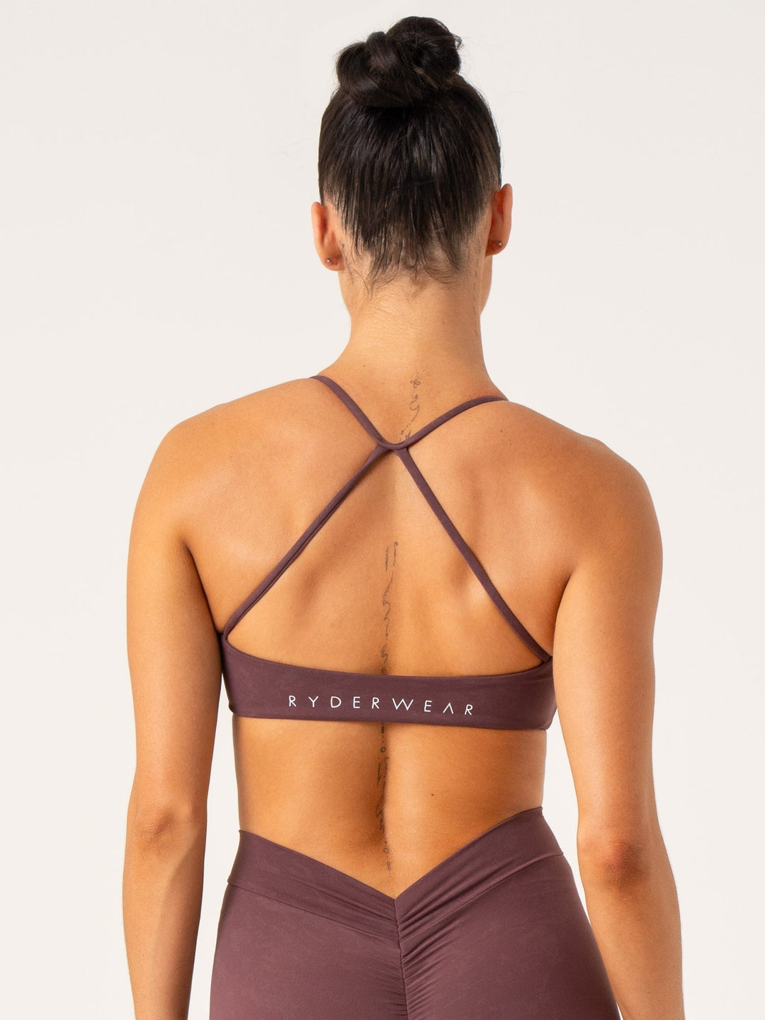 NKD Stonewash Sports Bra - Chocolate Stonewash Clothing Ryderwear 