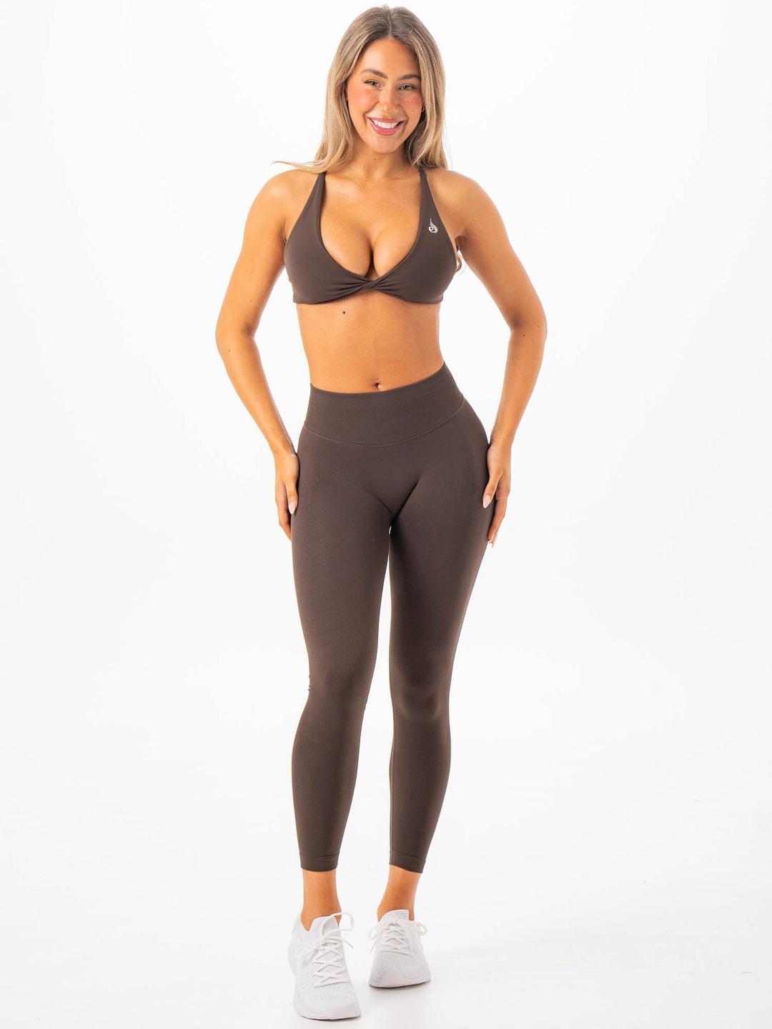 NKD Twist Sports Bra - Espresso Clothing Ryderwear 
