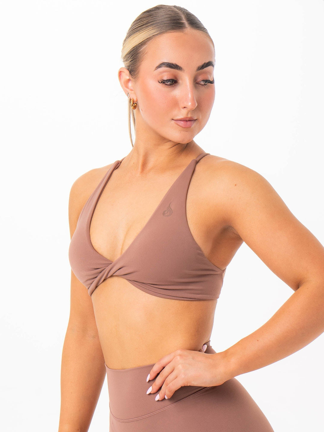 NKD Twist Sports Bra - Mocha Clothing Ryderwear 