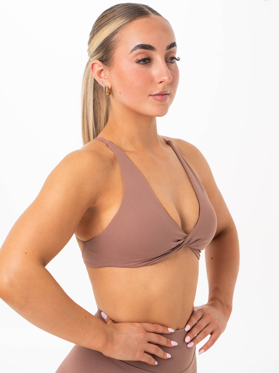 NKD Twist Sports Bra - Mocha Clothing Ryderwear 