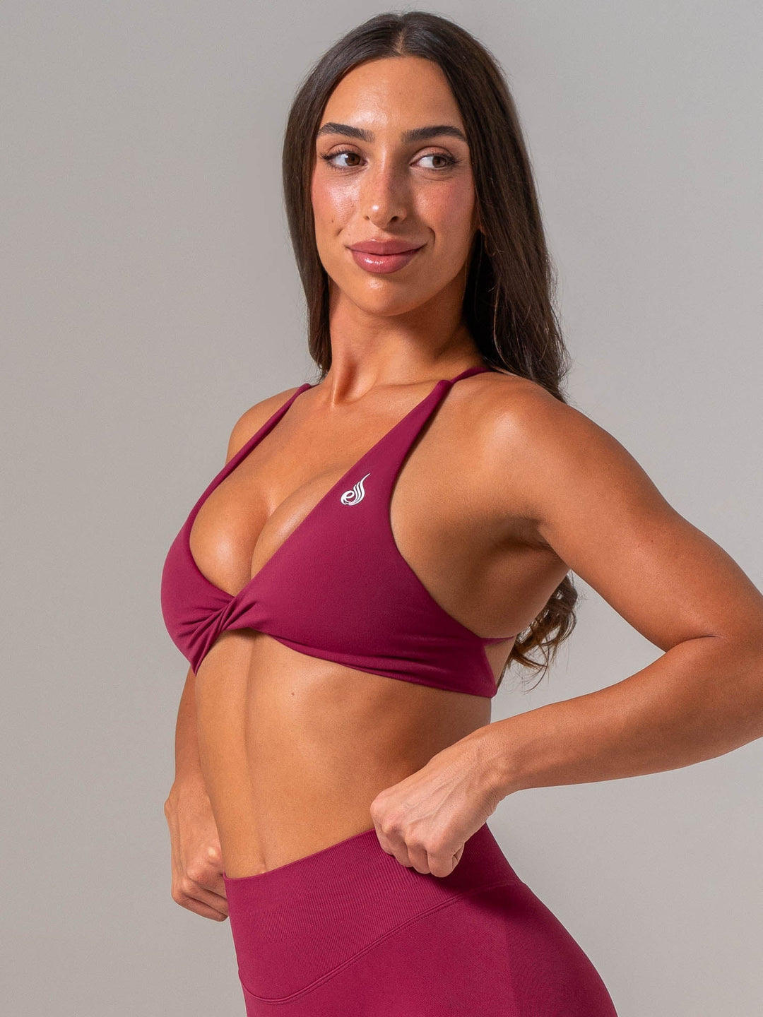 NKD Twist Sports Bra - Wine Clothing Ryderwear 