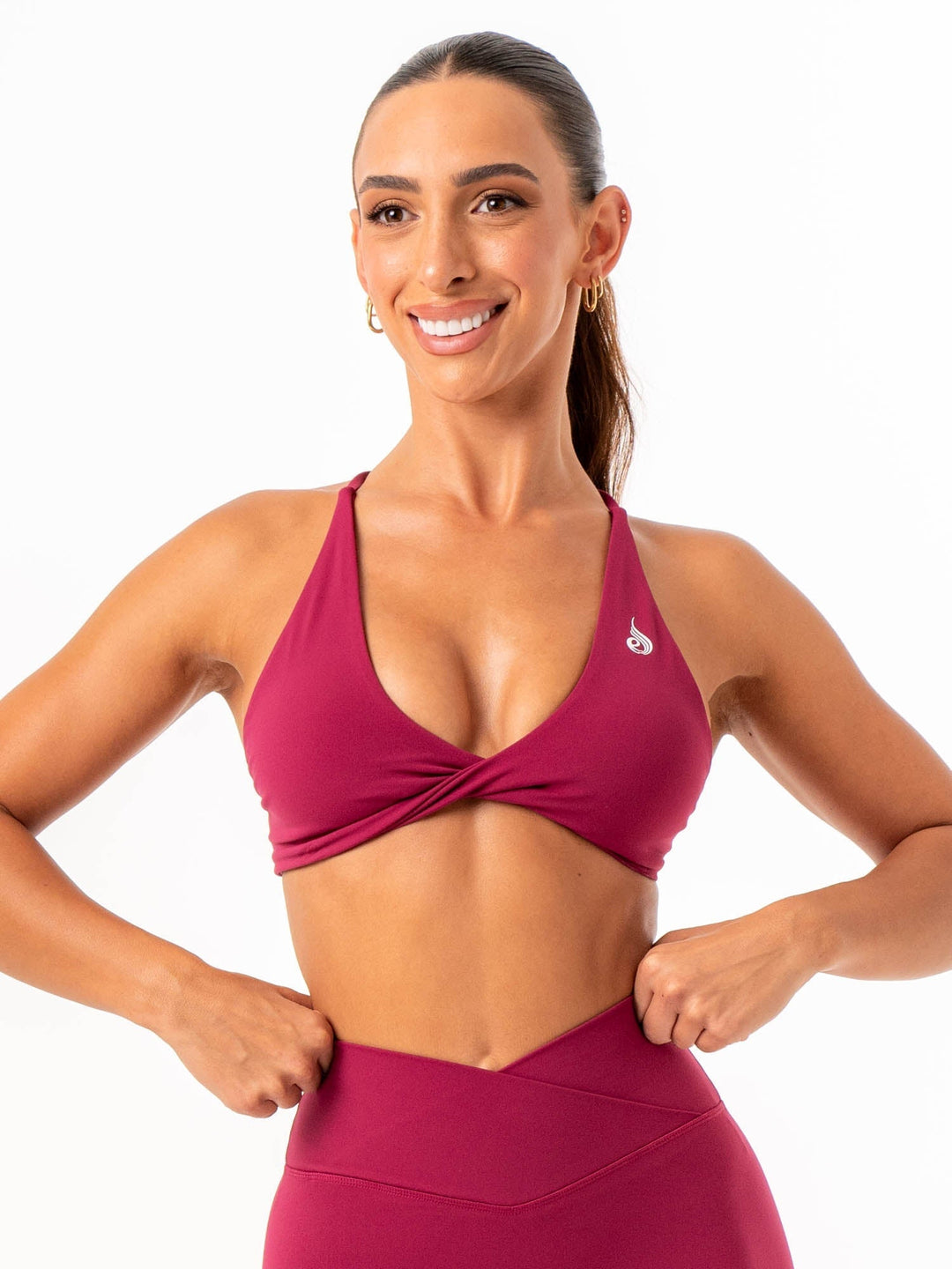 NKD Twist Sports Bra - Wine Clothing Ryderwear 