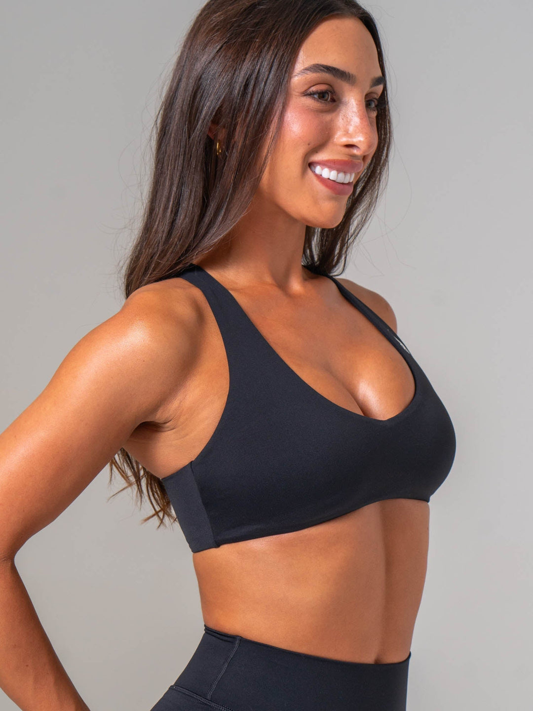 NKD V Neck Bra - Black Clothing Ryderwear 