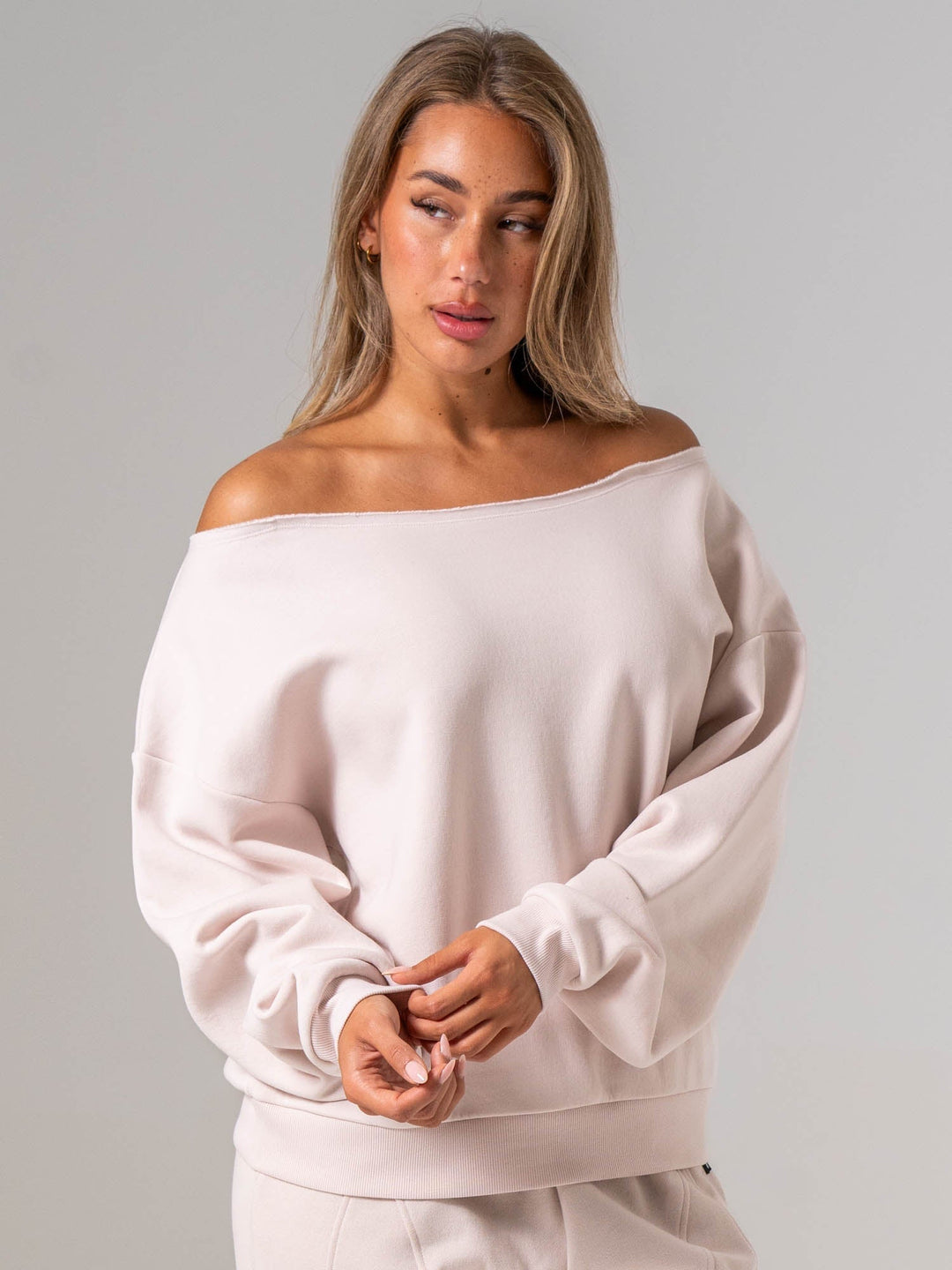 Off The Shoulder Sweater - Oatmeal Clothing Ryderwear 