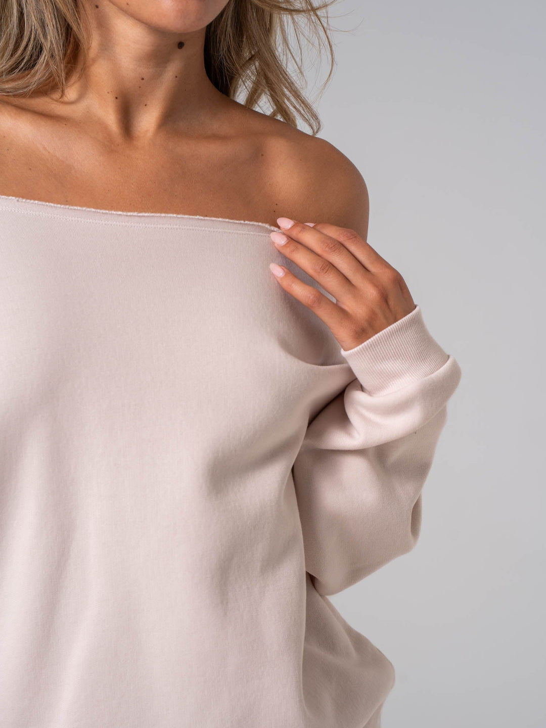 Off The Shoulder Sweater - Oatmeal Clothing Ryderwear 