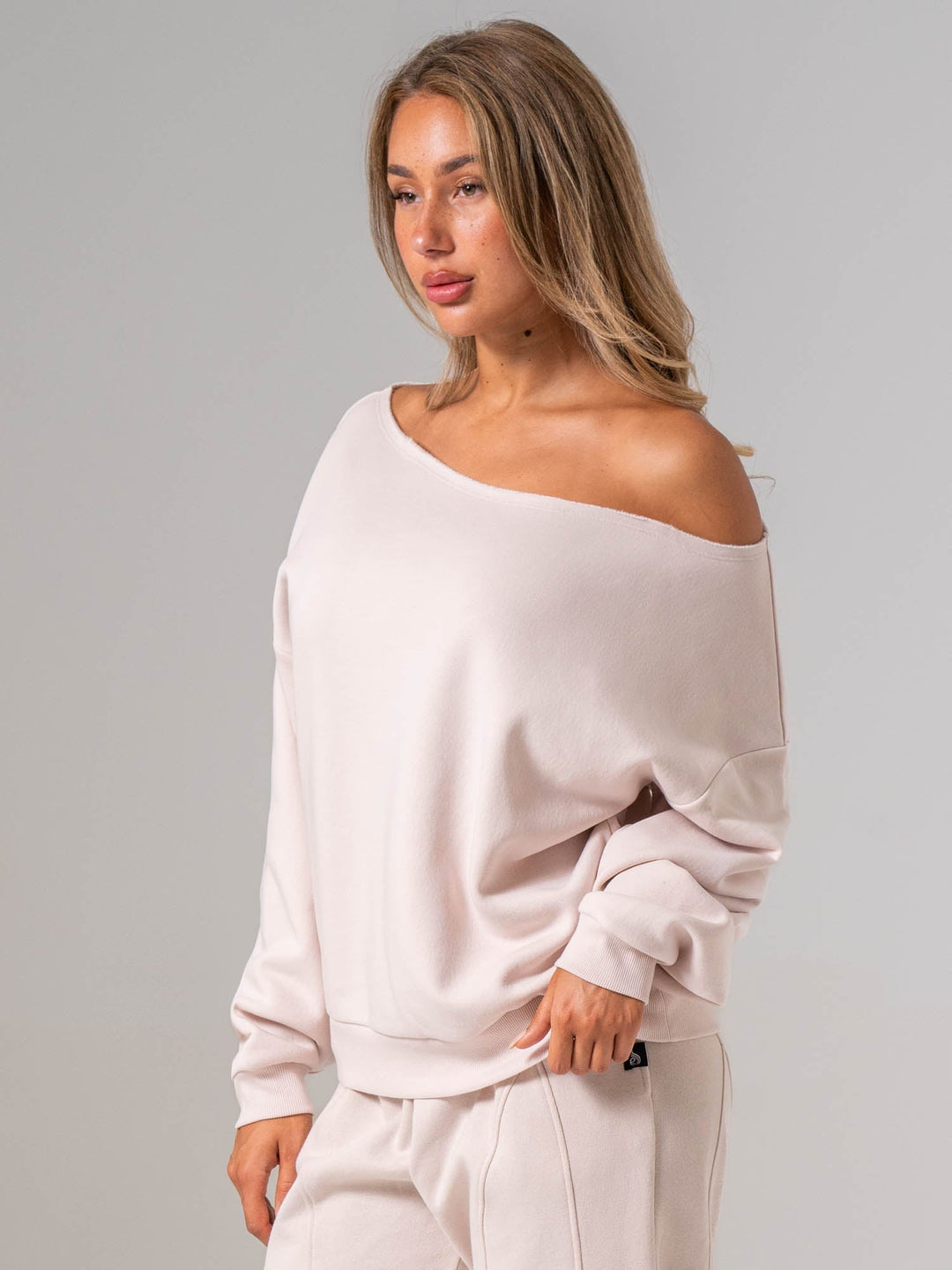 Off The Shoulder Sweater - Oatmeal Clothing Ryderwear 
