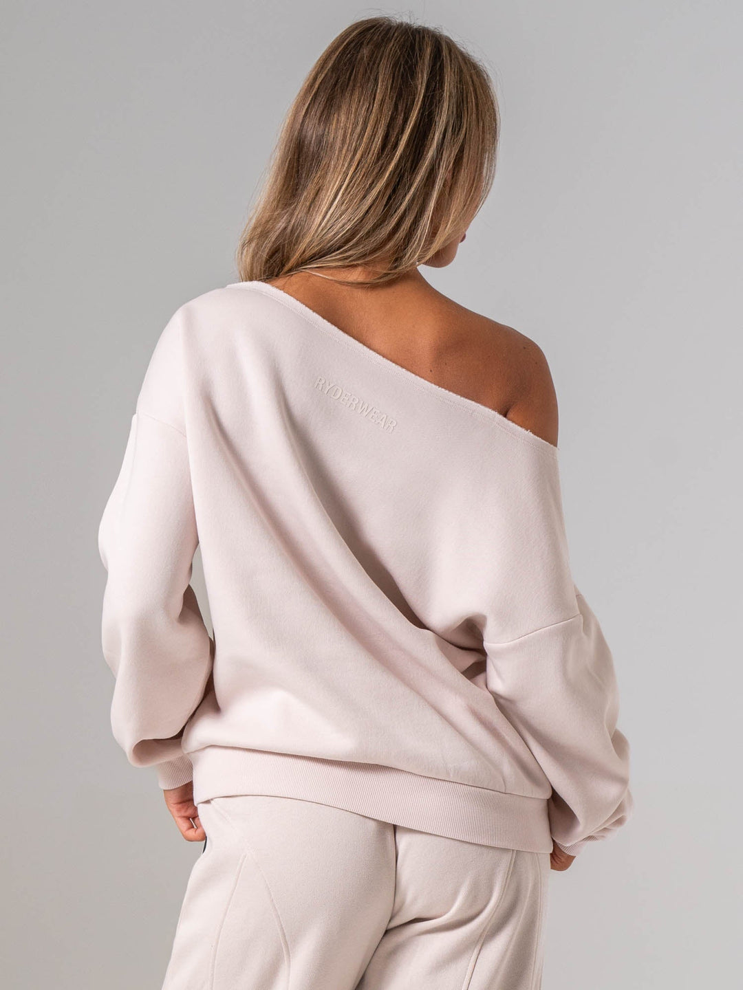 Off The Shoulder Sweater - Oatmeal Clothing Ryderwear 