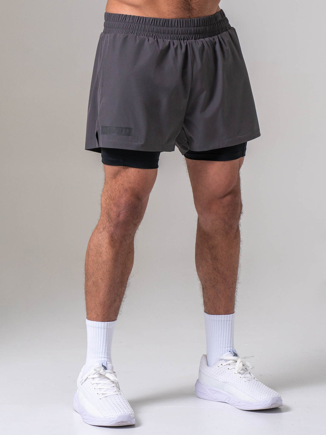 Pursuit 2 In 1 Training Shorts - Charcoal Clothing Ryderwear 