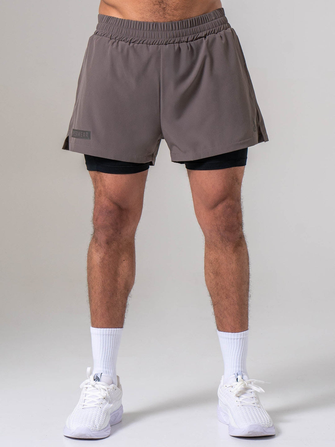 Pursuit 2 In 1 Training Shorts - Deep Taupe Clothing Ryderwear 