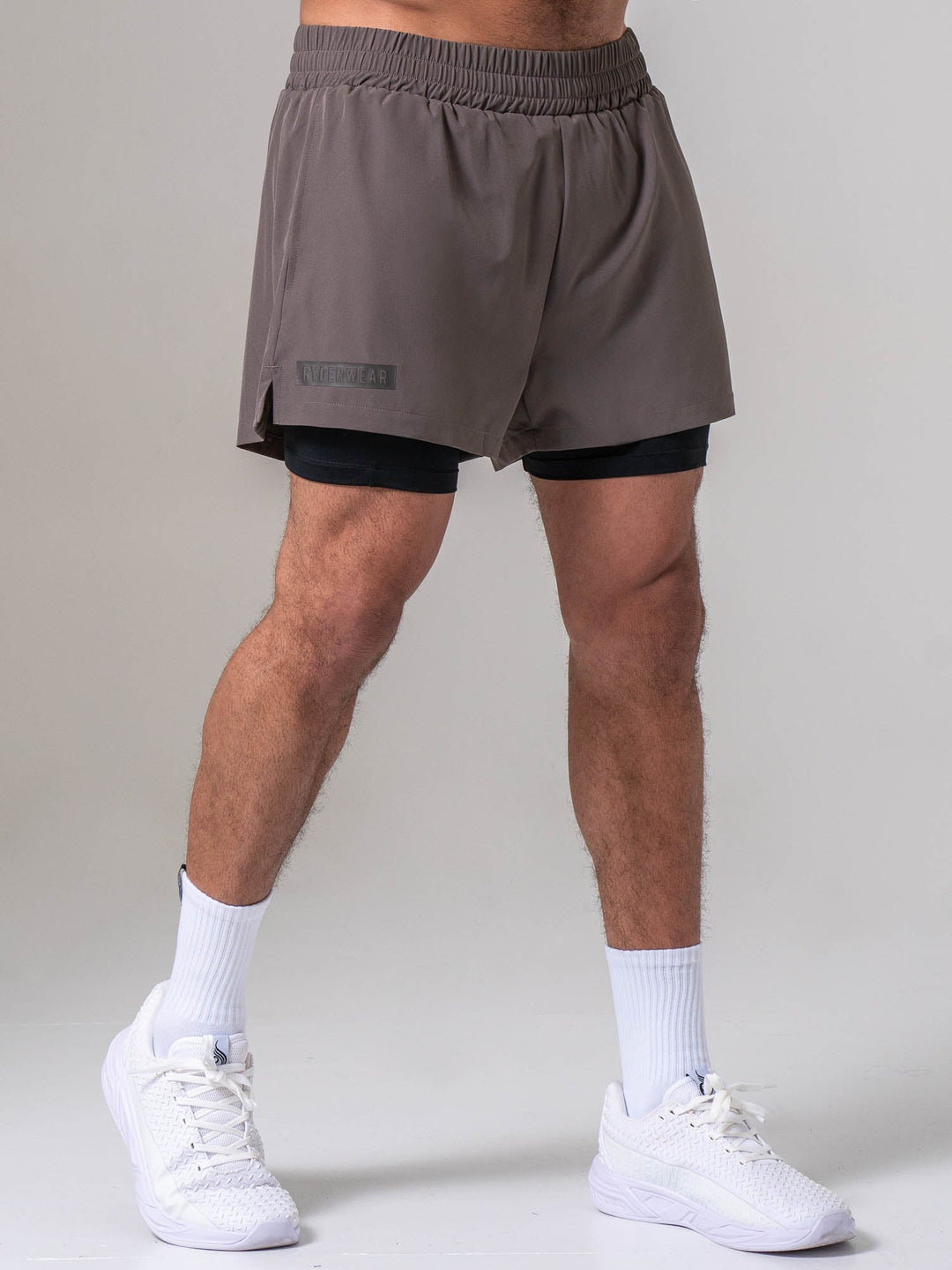 Pursuit 2 In 1 Training Shorts - Deep Taupe Clothing Ryderwear 