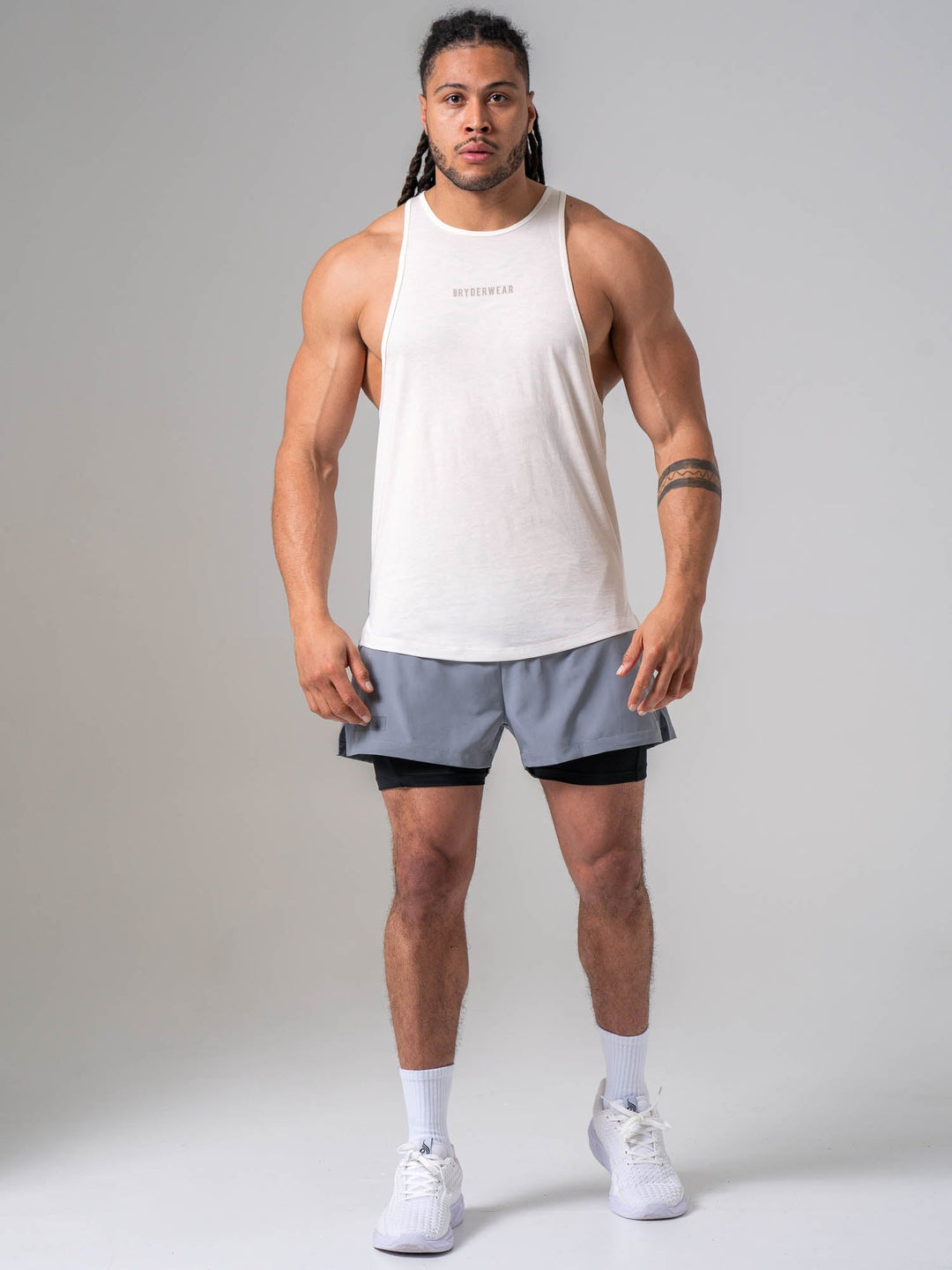 Pursuit 2 In 1 Training Shorts - Steel Blue Clothing Ryderwear 