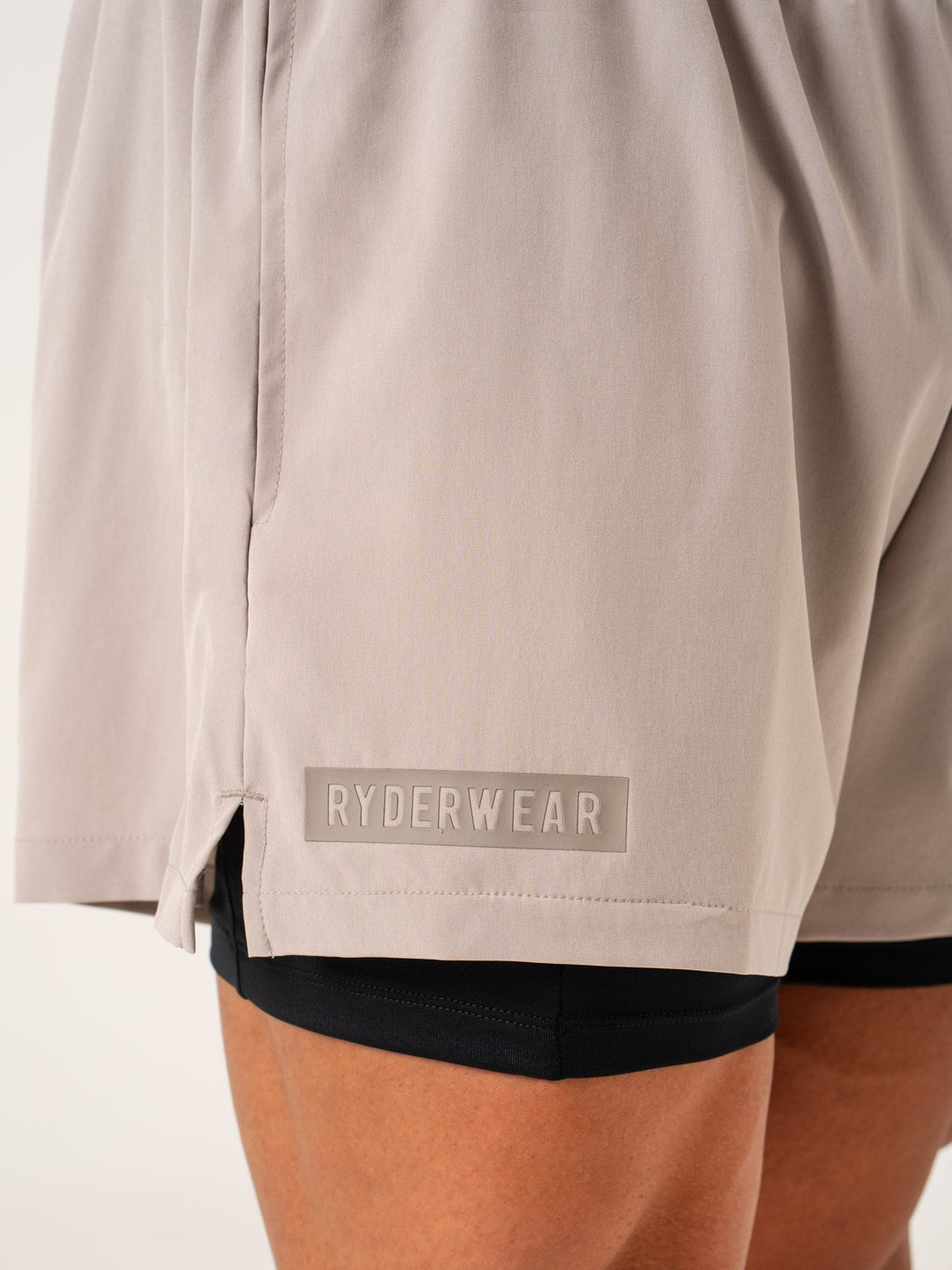 Pursuit 2 In 1 Training Shorts - Taupe Clothing Ryderwear 