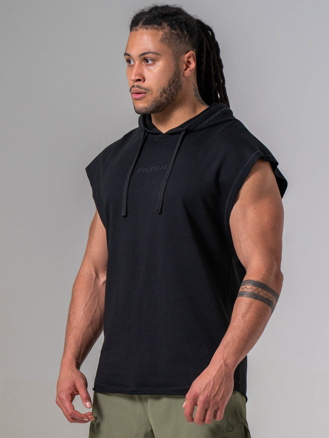 Pursuit Fleece Sleeveless Hoodie - Black Clothing Ryderwear 
