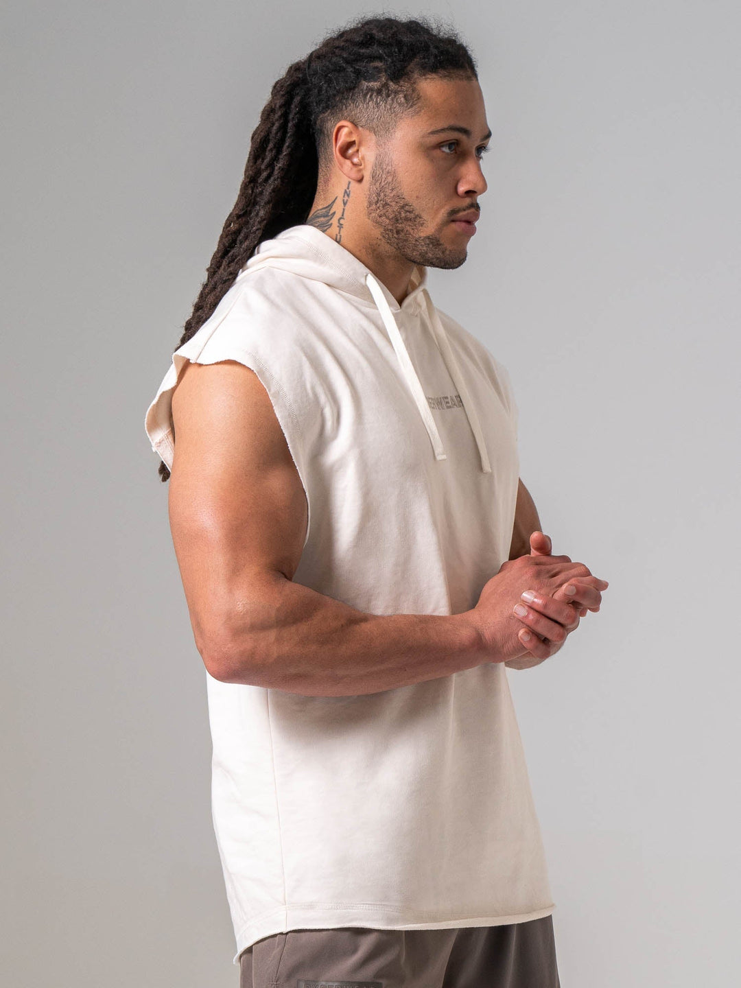 Pursuit Fleece Sleeveless Hoodie - Chalk Clothing Ryderwear 