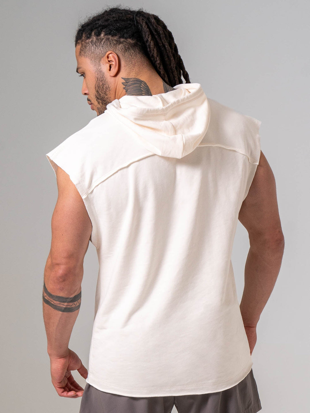 Pursuit Fleece Sleeveless Hoodie - Chalk Clothing Ryderwear 