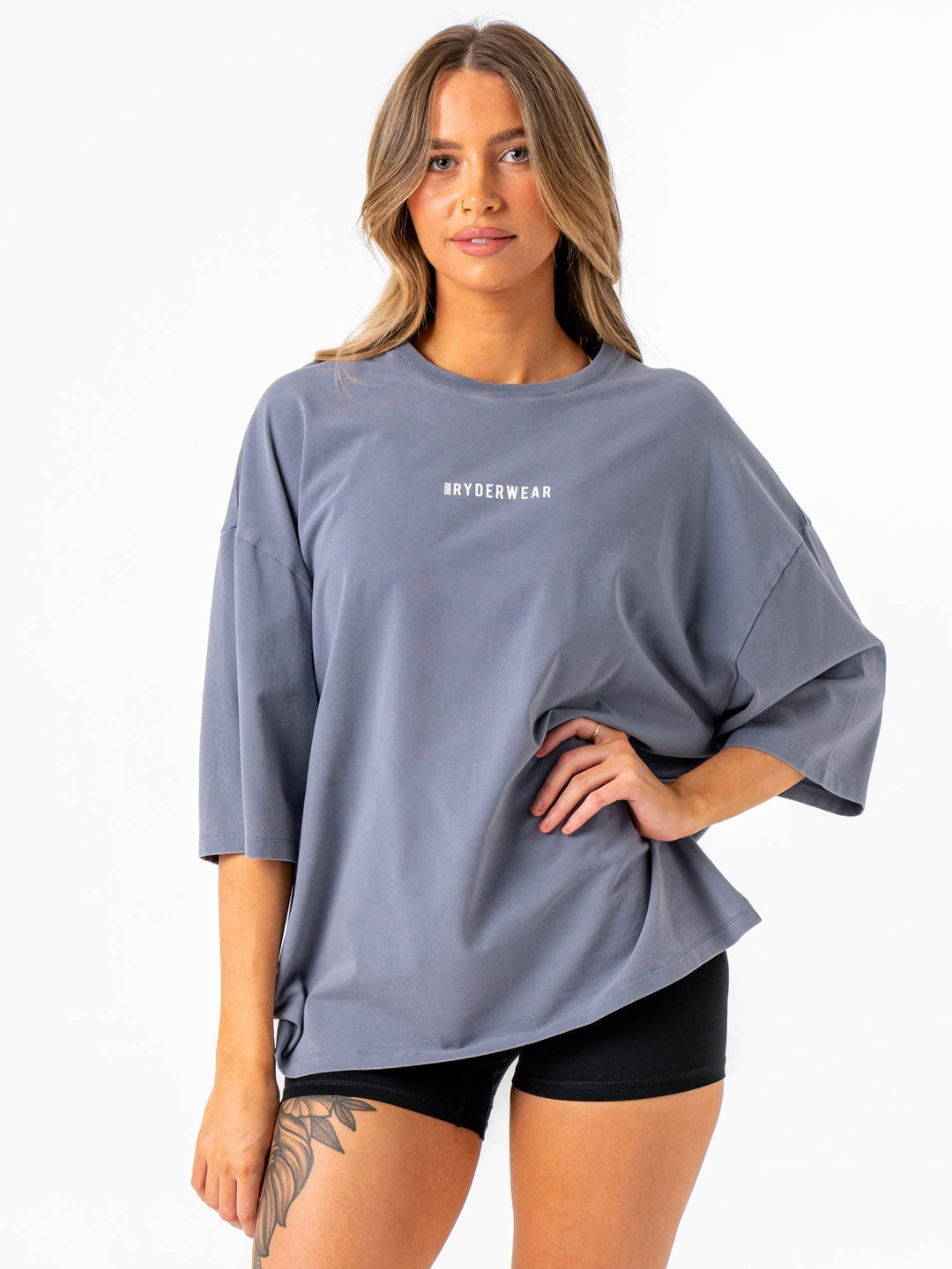 Pursuit Oversized T-Shirt - Denim Blue Stonewash Clothing Ryderwear 