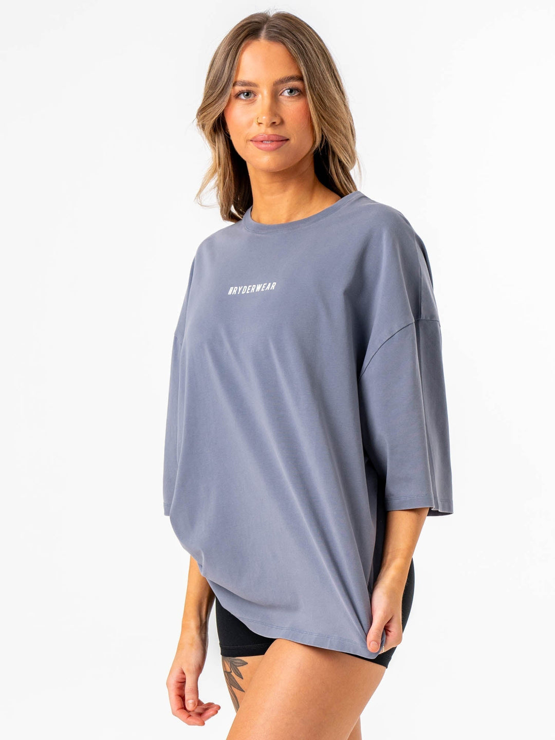 Pursuit Oversized T-Shirt - Denim Blue Stonewash Clothing Ryderwear 