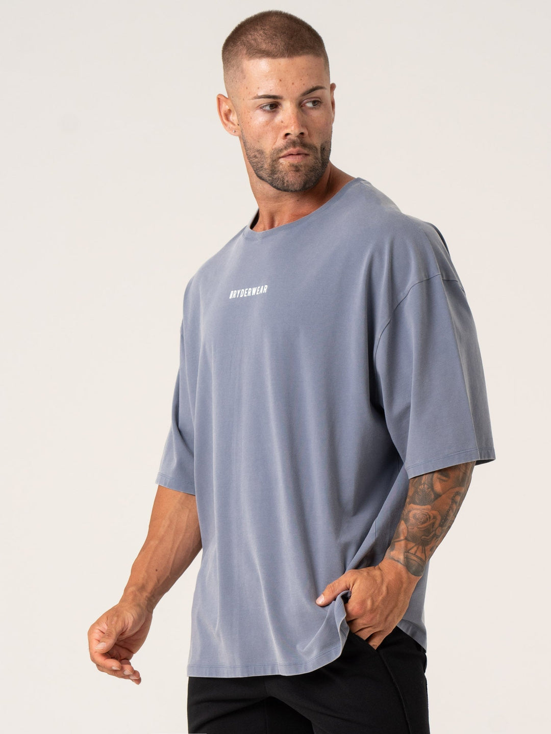 Pursuit Oversized T-Shirt - Denim Blue Stonewash Clothing Ryderwear 