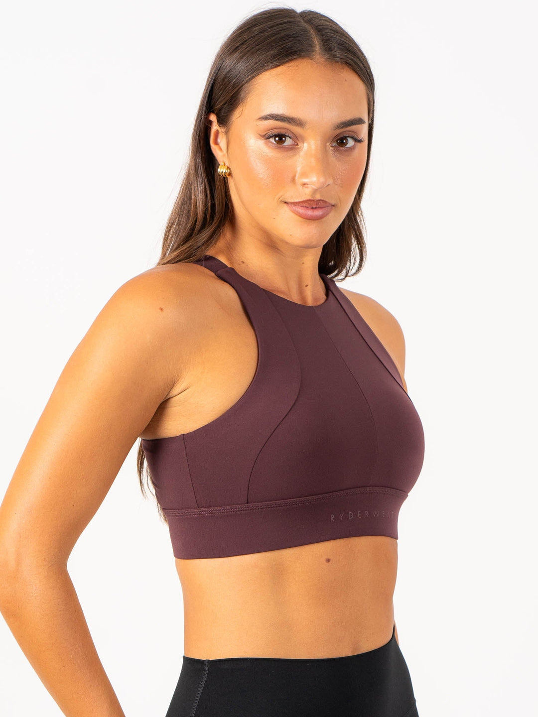 Reset High Impact Sports Bra - Chocolate Clothing Ryderwear 