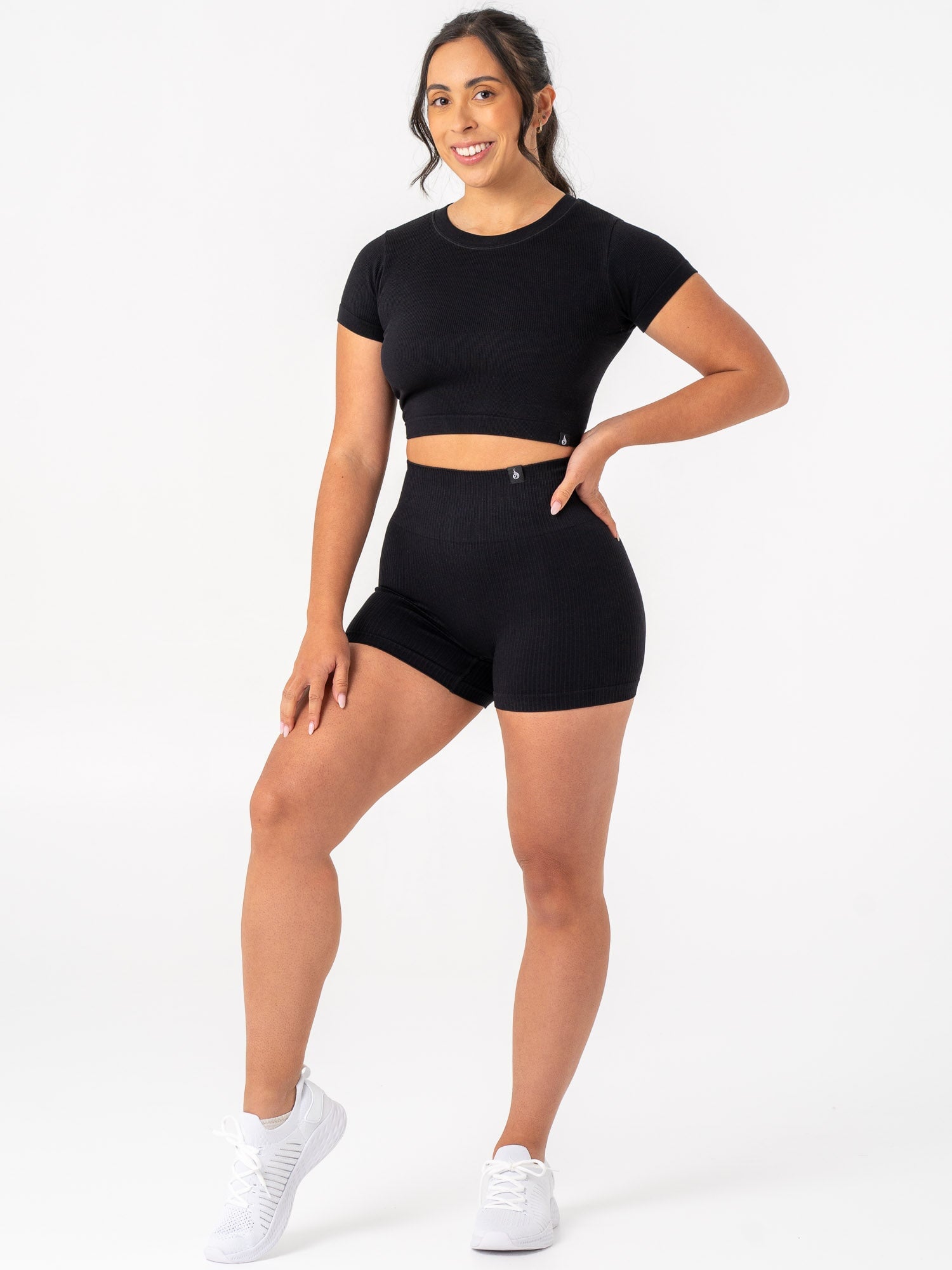 Rib Scrunch Seamless Shorts - Black - Ryderwear