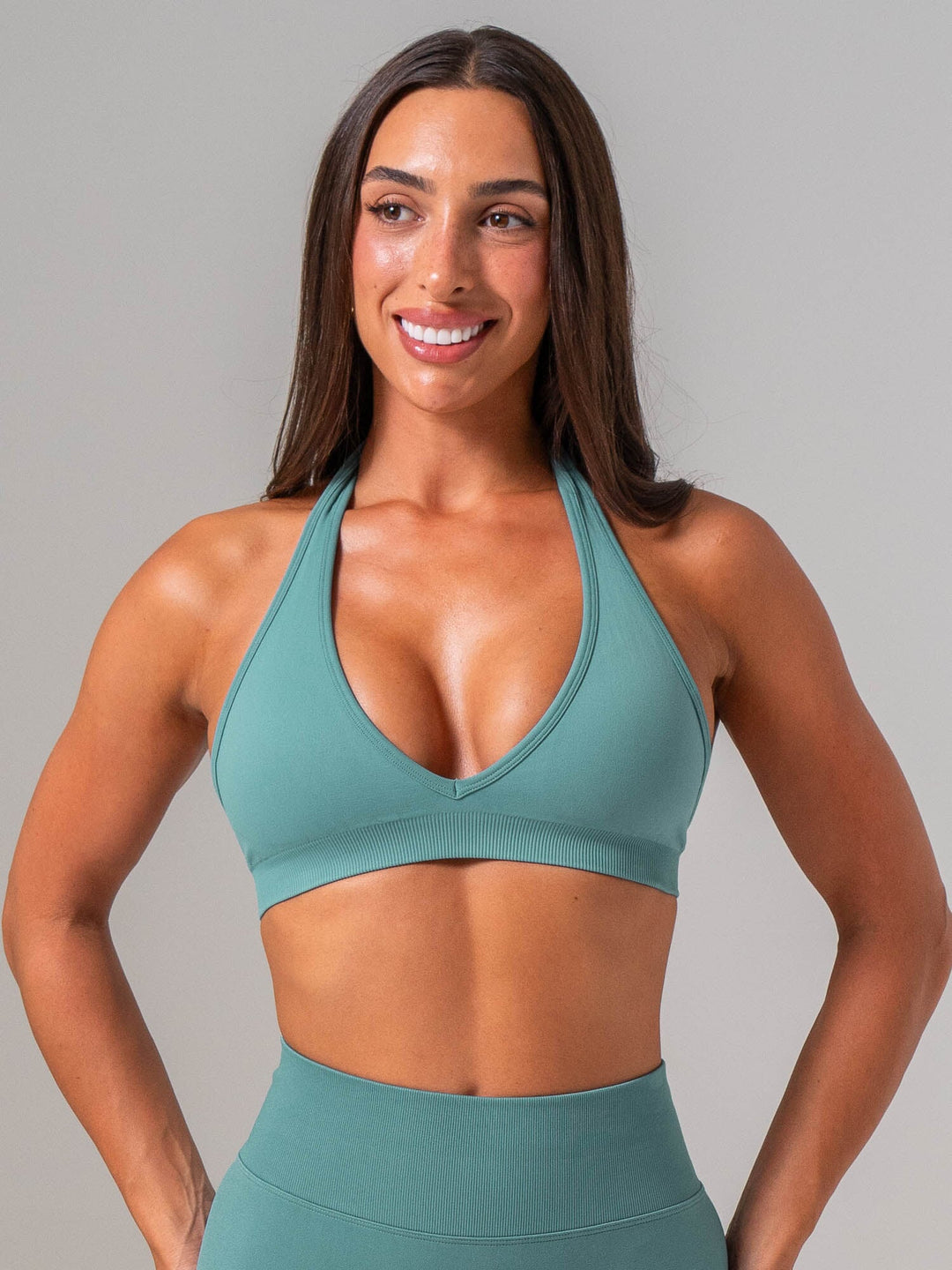 Sculpt Seamless Halter Bra - Aquamarine Clothing Ryderwear 
