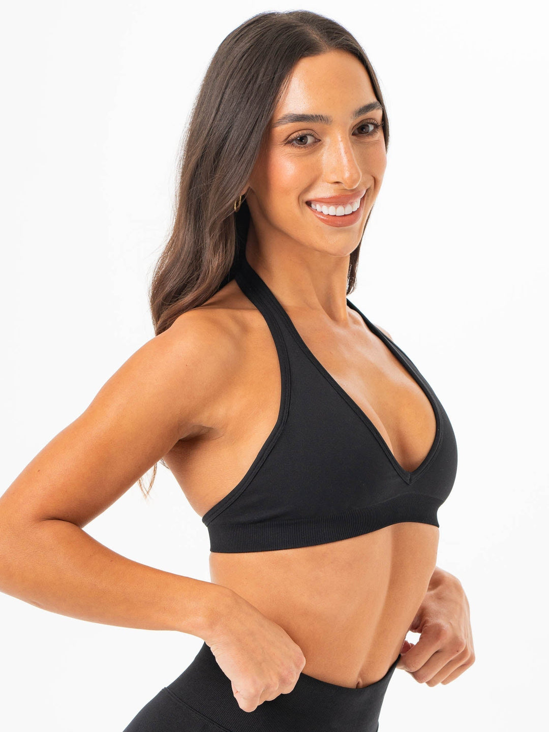 Sculpt Seamless Halter Bra - Black Clothing Ryderwear 