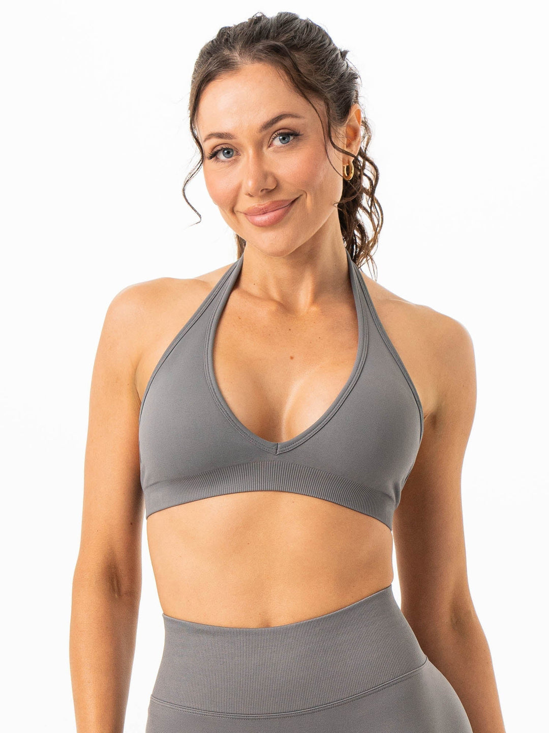 Sculpt Seamless Halter Bra - Charcoal Clothing Ryderwear 