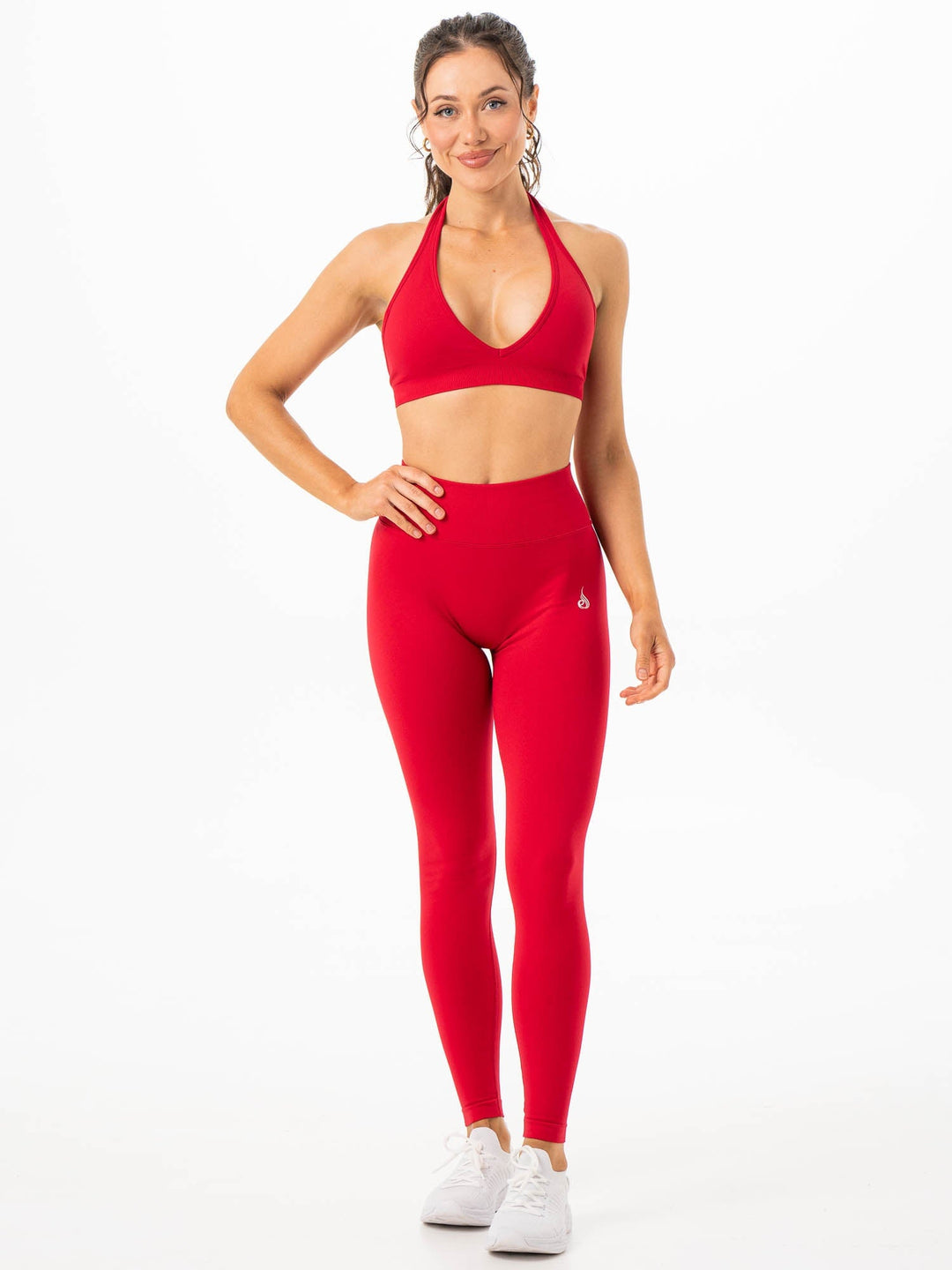 Sculpt Seamless Halter Bra - Cherry Red Clothing Ryderwear 