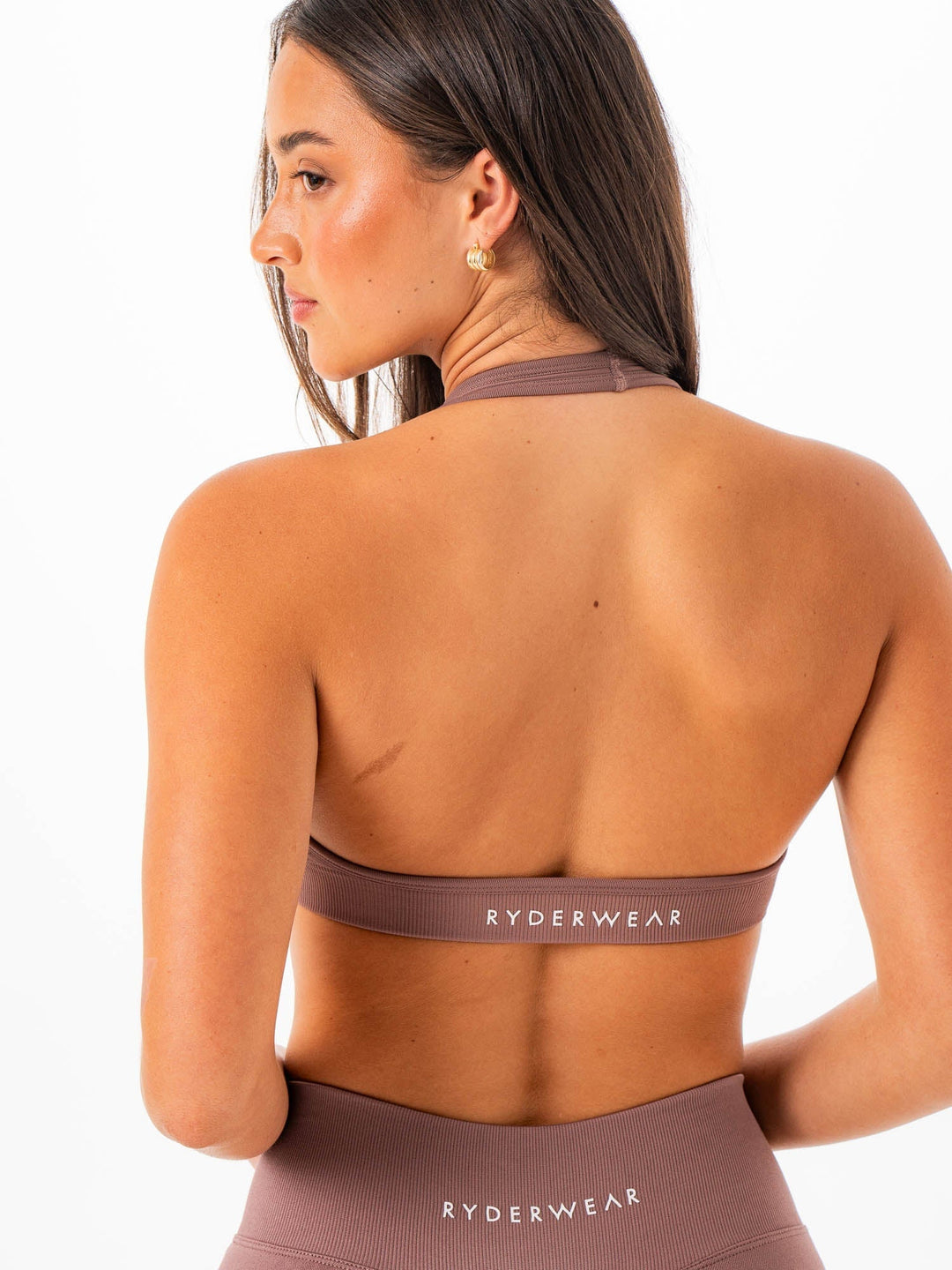 Sculpt Seamless Halter Bra - Mocha Clothing Ryderwear 